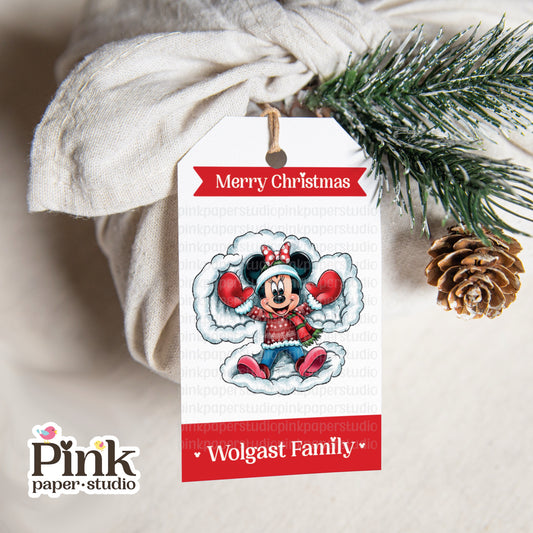 Etiquetas de Navidad de Minnie Mouse • Juego de 9 etiquetas