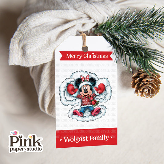 Etiquetas de Navidad de Minnie Mouse • Juego de 9 etiquetas