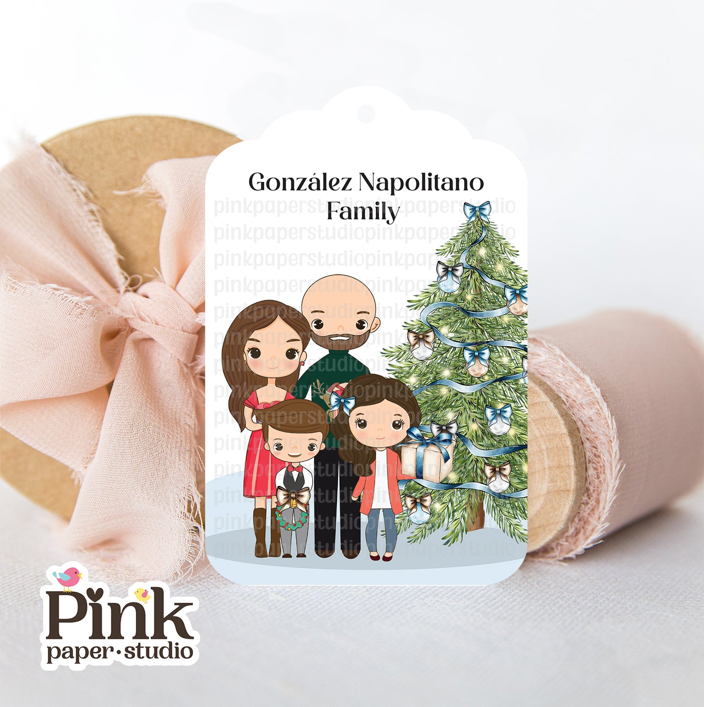 Etiquetas personalizadas de Navidad para la familia • Juego de 9 etiquetas