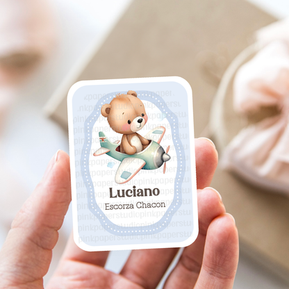 Lindo oso en un avión - Tarjetas de presentación