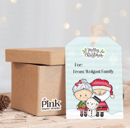 Etiquetas navideñas de la familia Noel • Juego de 9 etiquetas