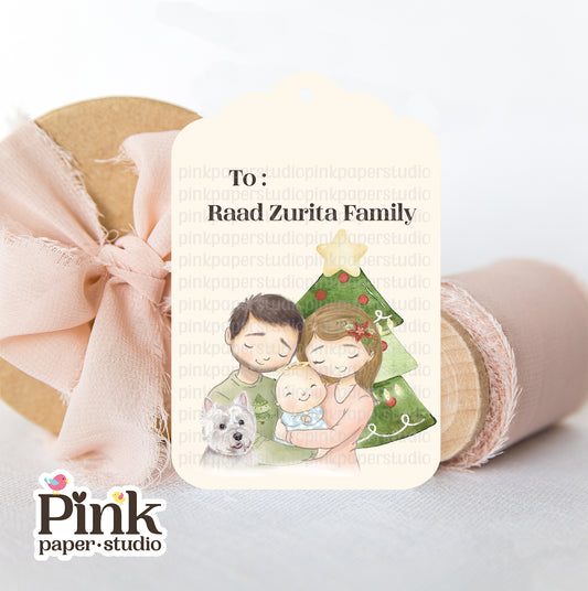 Etiquetas Navideñas Familiares Personalizadas • Set de 9 Etiquetas