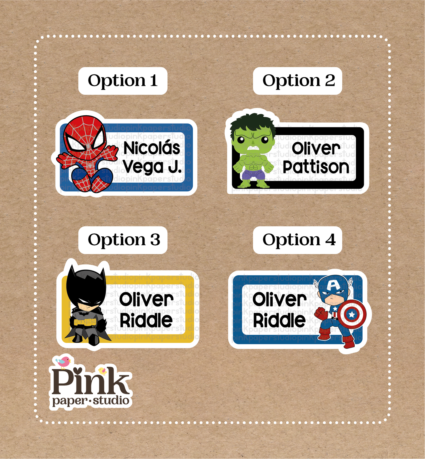 Superhéroes • Pegatinas de superhéroes • Set de 12 pegatinas