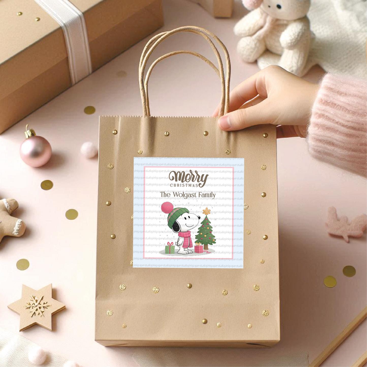 Etiquetas de Navidad • Snoopy • Juego de 12 etiquetas