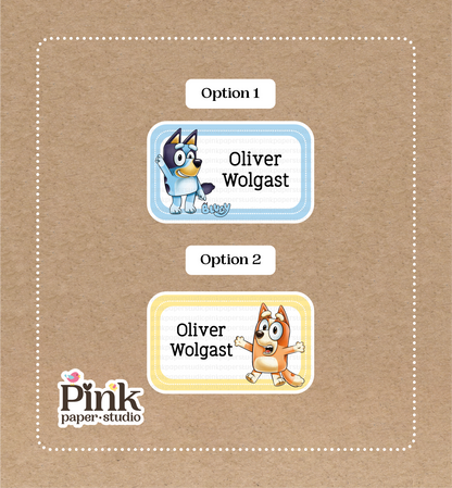 Bluey y Bingo • Etiquetas de Bluey y Bingo • Set de 12 pegatinas