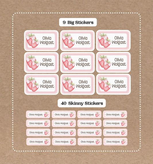 Juego de pegatinas Coquette • 9 pegatinas grandes para nombre de escuela • 40 pegatinas delgadas