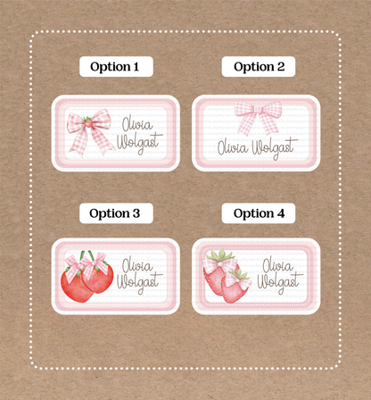 Pegatinas Coquette • Etiquetas Coquette de Fresa • Set de 12 Pegatinas