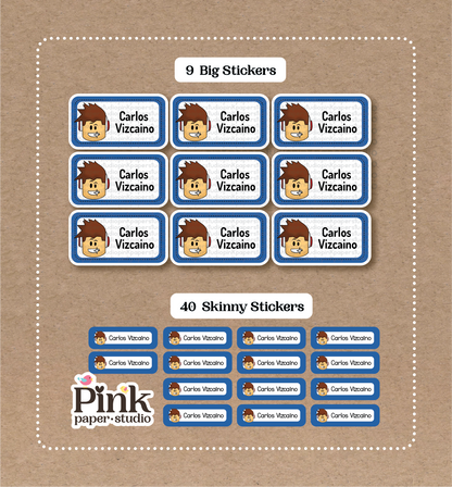 Roblox Niño • 9 etiquetas de nombre grandes para la escuela • 40 etiquetas finas