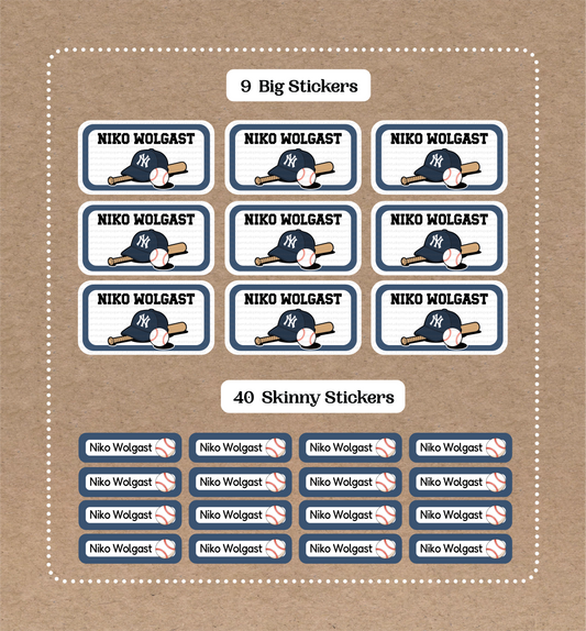 Calcomanías de Béisbol de los Dodgers - 9 Calcomanías Grandes con Nombre de la Escuela - 40 Calcomanías Delgadas