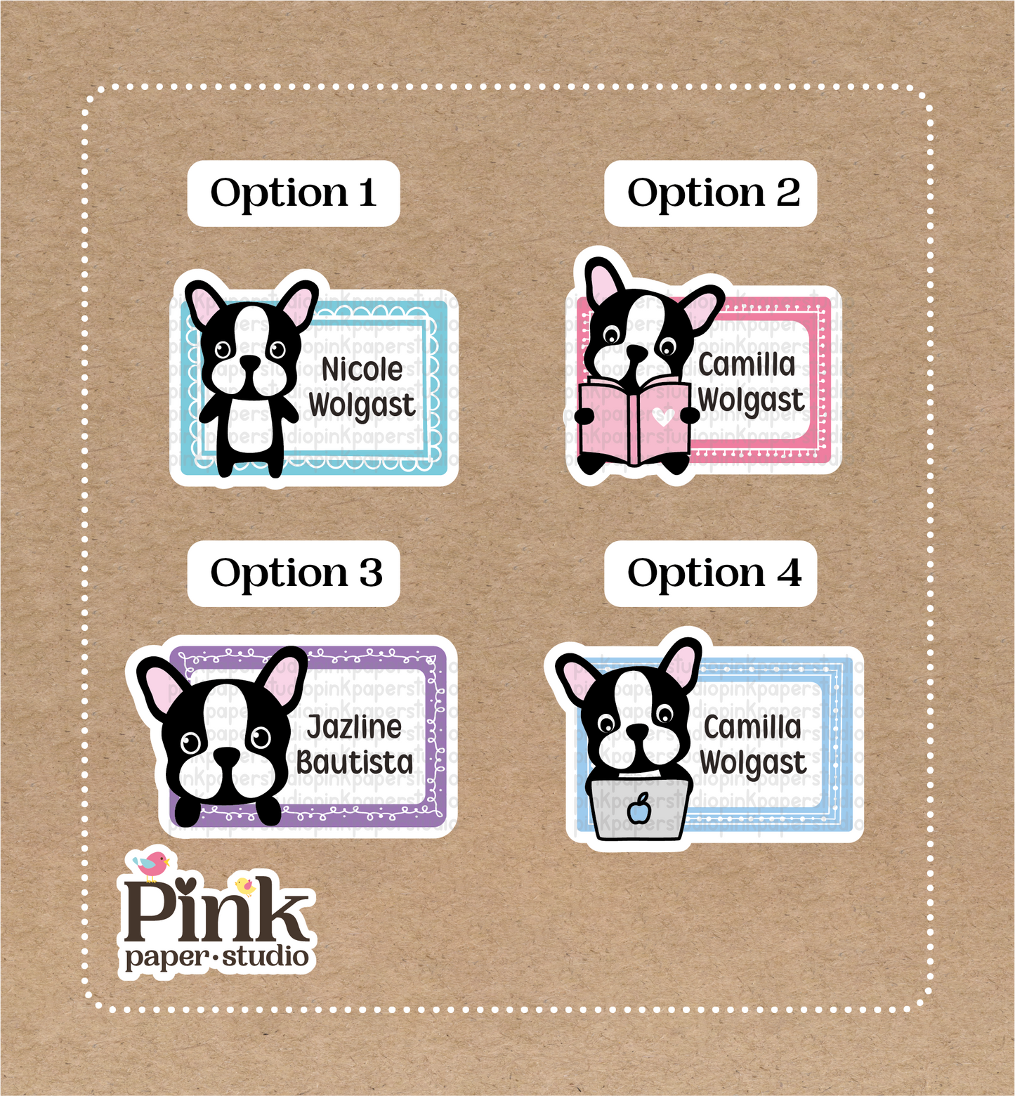 Bulldogs Bonitos • Etiquetas de Bulldogs • Set de 12 Pegatinas