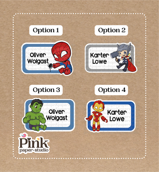 Superhéroes • Pegatinas de Superhéroes • Juego de 12 Pegatinas