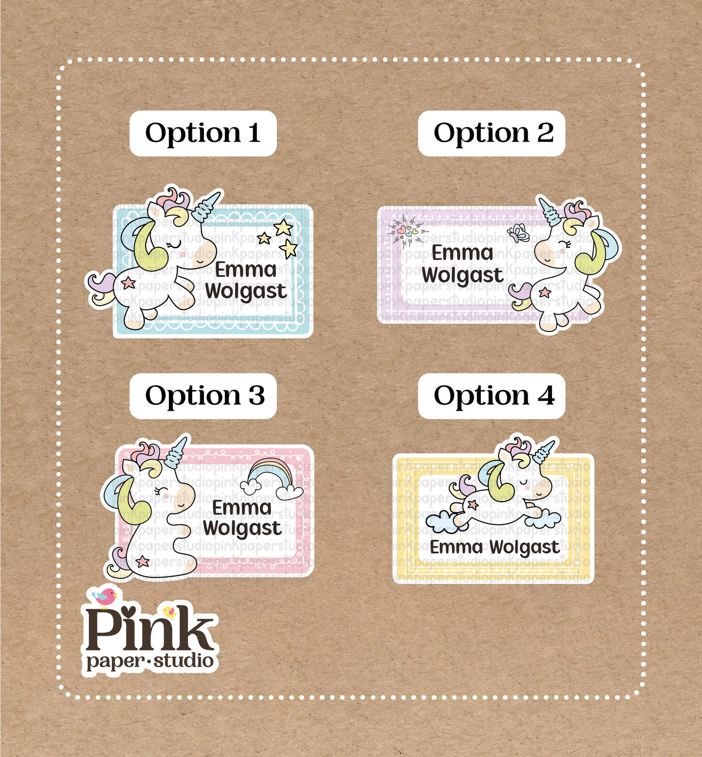 Unicornios • Pegatinas de unicornios • Juego de 12 pegatinas