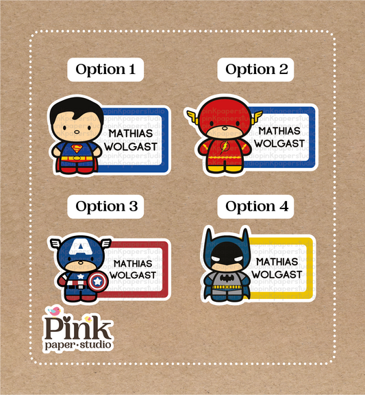 Superhéroes • Pegatinas de superhéroes • Juego de 12 pegatinas