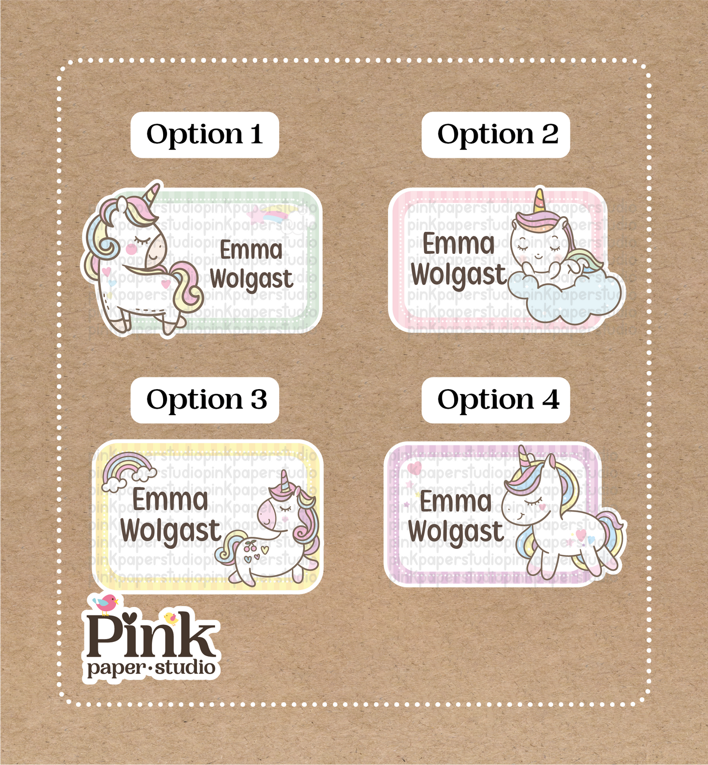 Unicornios • Pegatinas de unicornios • Juego de 12 pegatinas