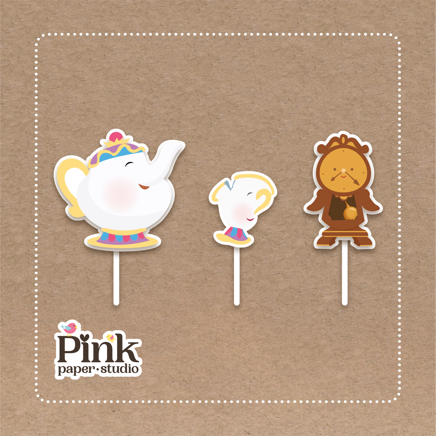 Adornos para cupcakes de La Bella y la Bestia