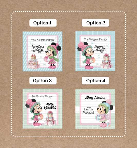Etiquetas de Navidad de Minnie Mouse • Juego de 12 etiquetas