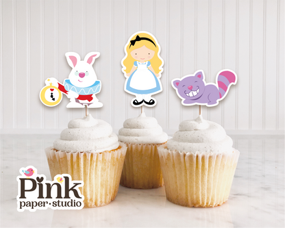 Decoraciones para cupcakes de Alicia en el País de las Maravillas