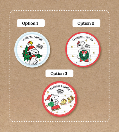 Etiquetas de Snoopy • Snoopy Navidad • Set de 12 etiquetas