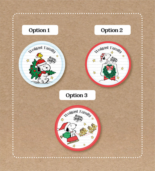 Etiquetas de Snoopy • Snoopy Navidad • Set de 12 etiquetas
