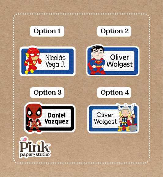 Superhéroes • Pegatinas de Superhéroes • Juego de 12 pegatinas