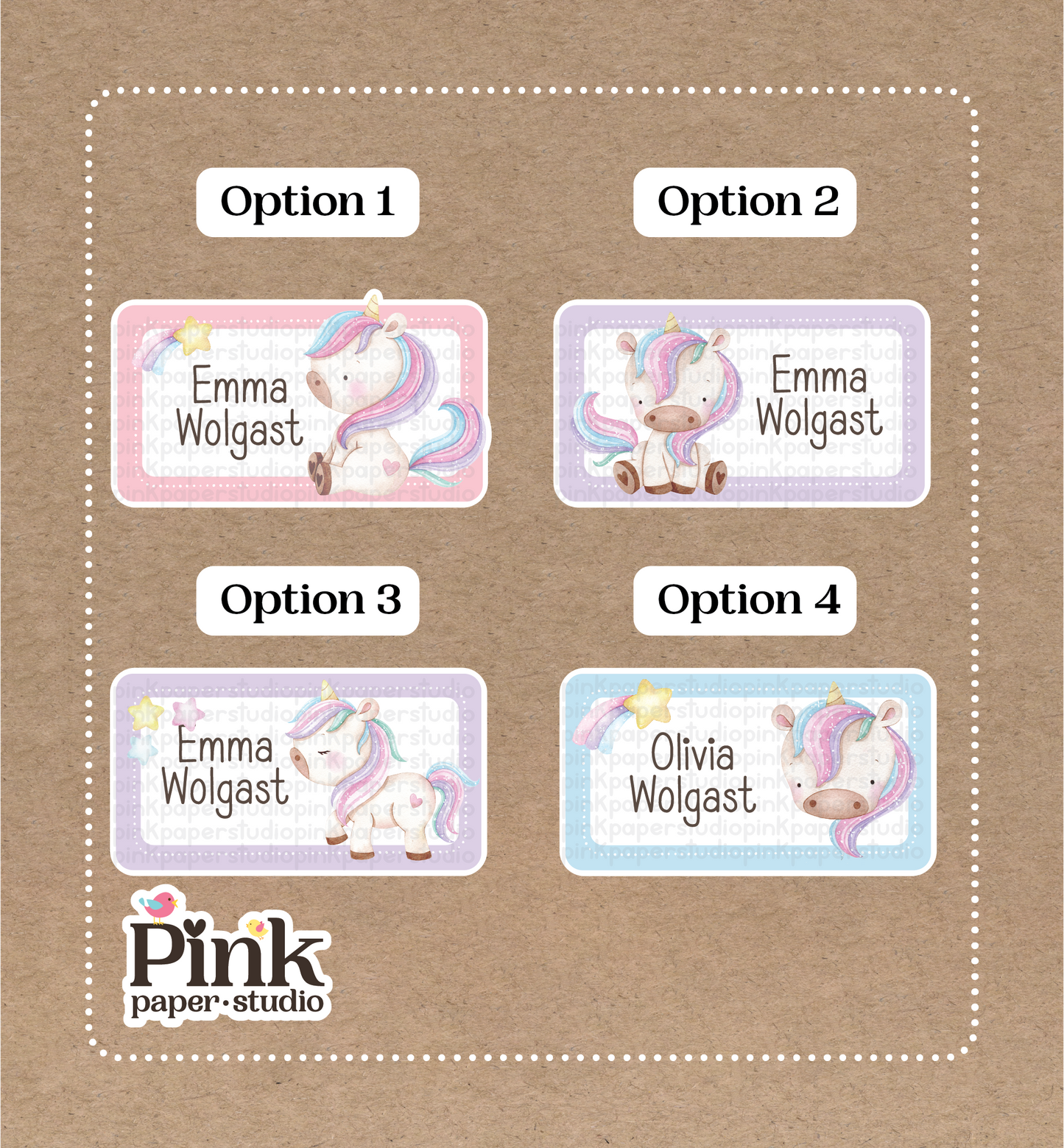 Unicornios • Pegatinas de unicornios • Juego de 12 pegatinas