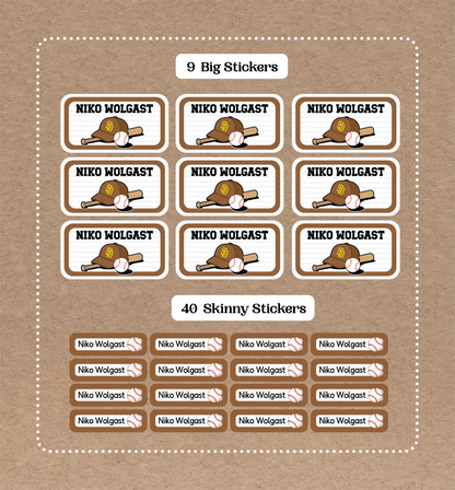 The San Diego Padres • 9 Big School Name Stickers • 40 Skinny Stickers