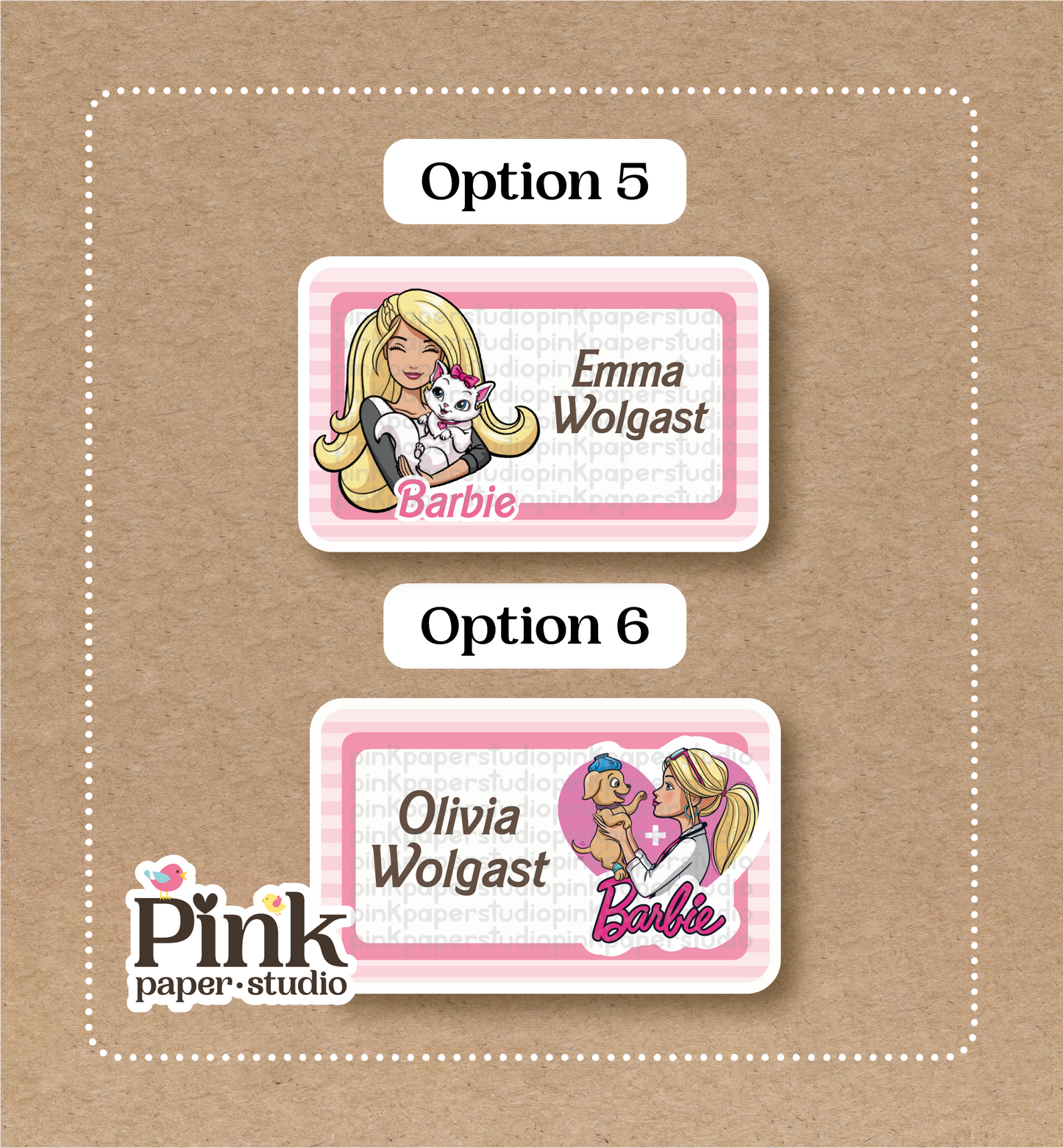 Pegatinas de Barbie • Etiquetas de Barbie • Juego de 12 pegatinas