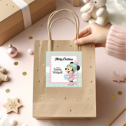 Etiquetas de Navidad de Minnie Mouse • Juego de 12 etiquetas