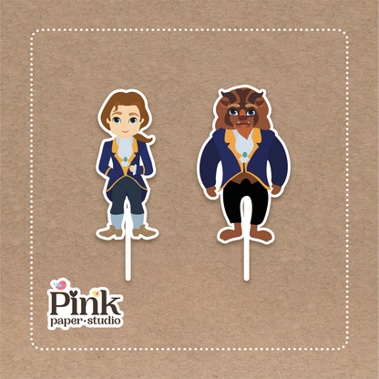 Adornos para cupcakes de La Bella y la Bestia