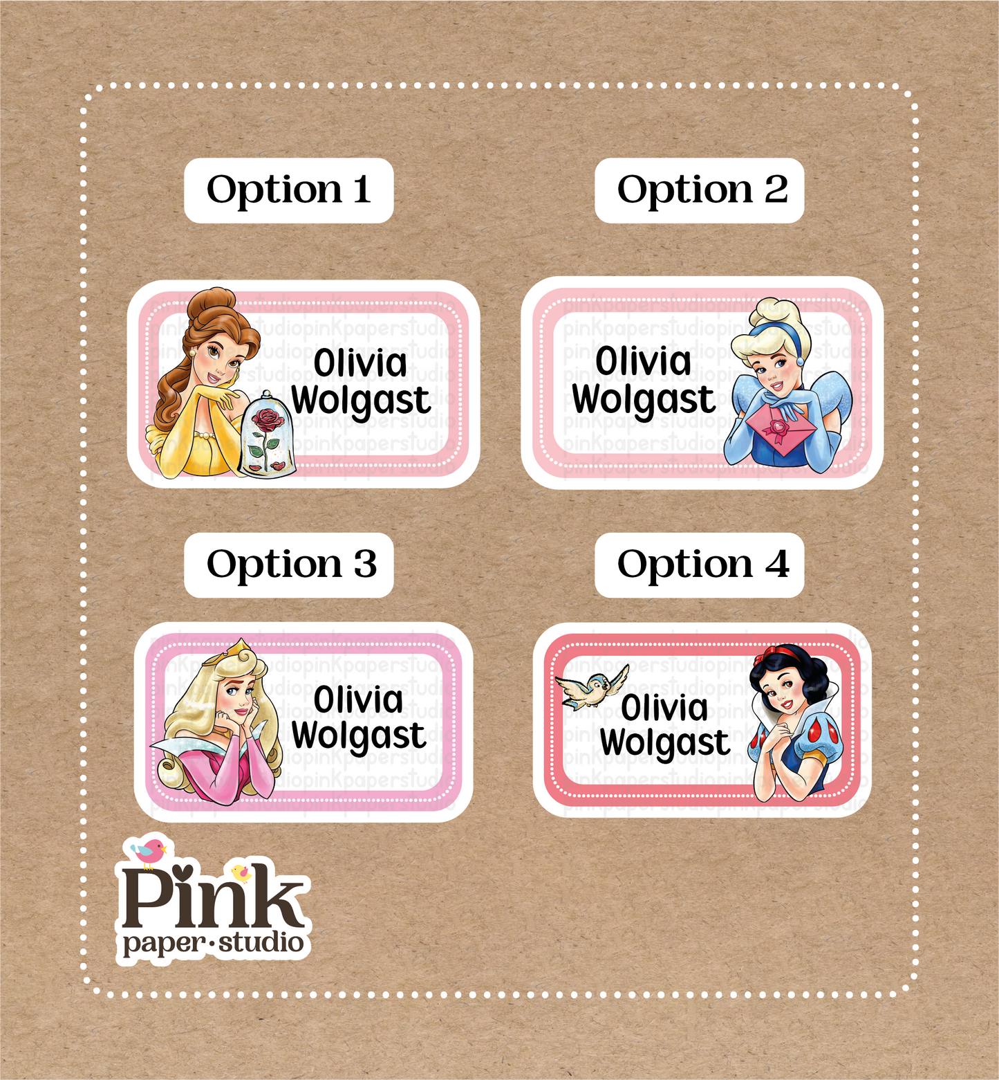 Princesas • Pegatinas de princesas de Disney • Set de 12 pegatinas