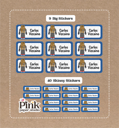 Roblox • 9 pegatinas grandes con nombres escolares • 40 pegatinas finas