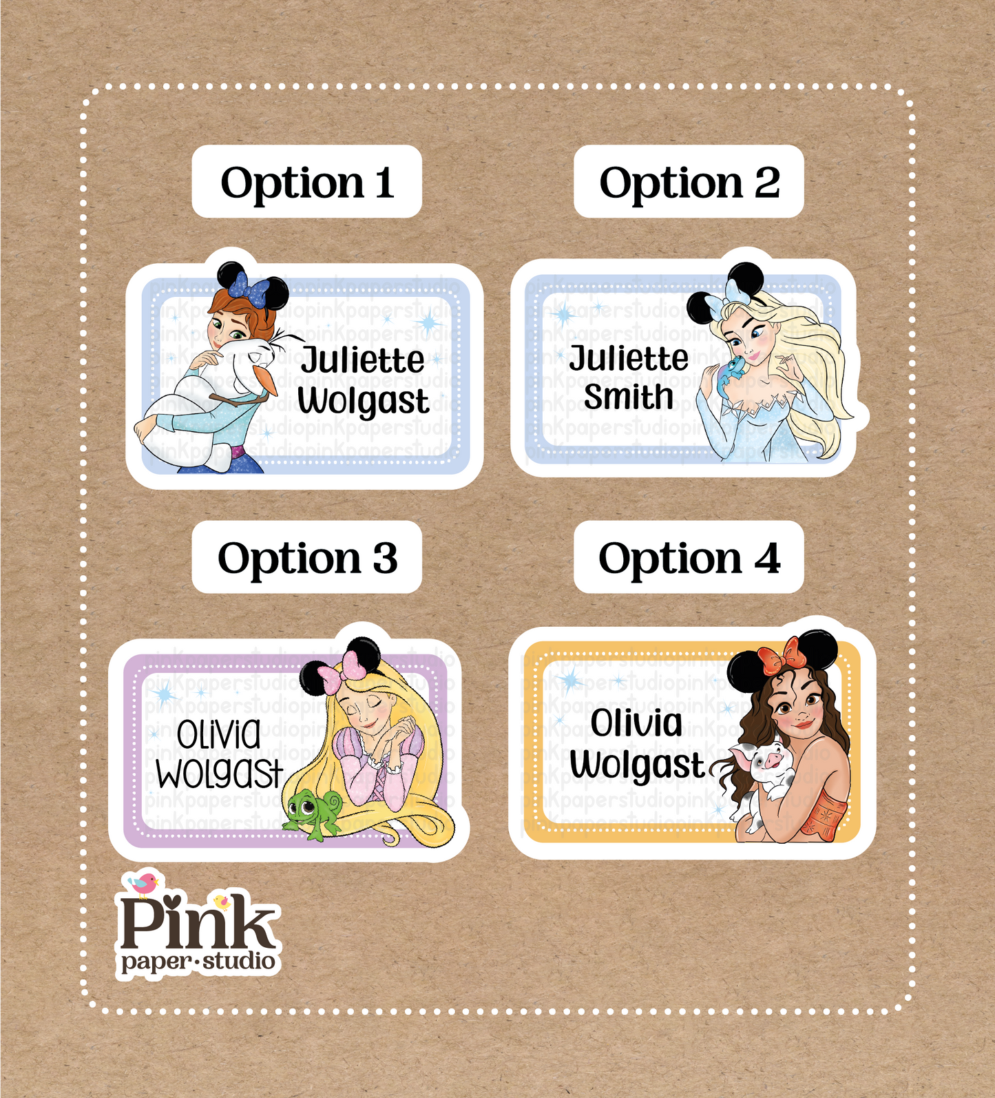 Princesas • Pegatinas de princesas de Disney • Set de 12 pegatinas