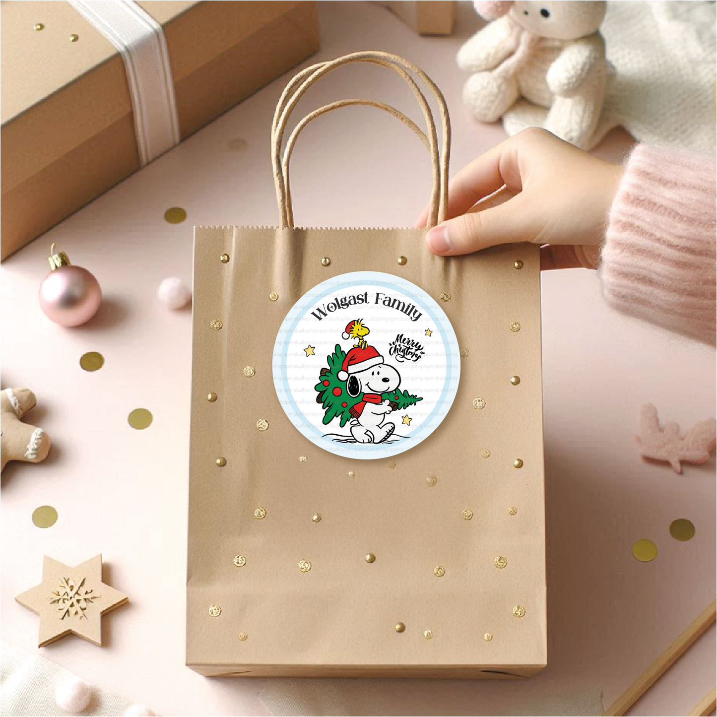 Etiquetas de Snoopy • Snoopy Navidad • Set de 12 etiquetas