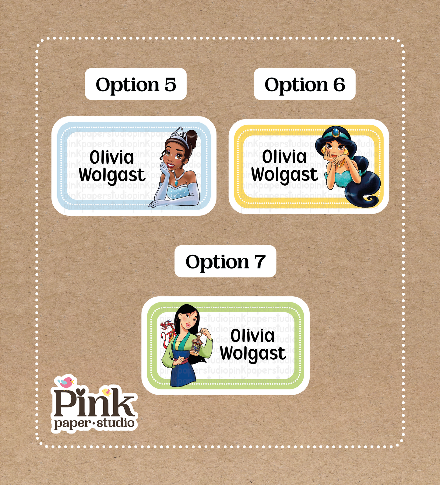 Princesas • Pegatinas de princesas de Disney • Set de 12 pegatinas