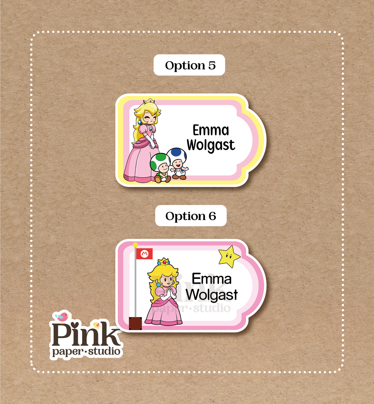 Princesa Peach • Pegatinas de la Princesa Peach • Juego de 12 pegatinas