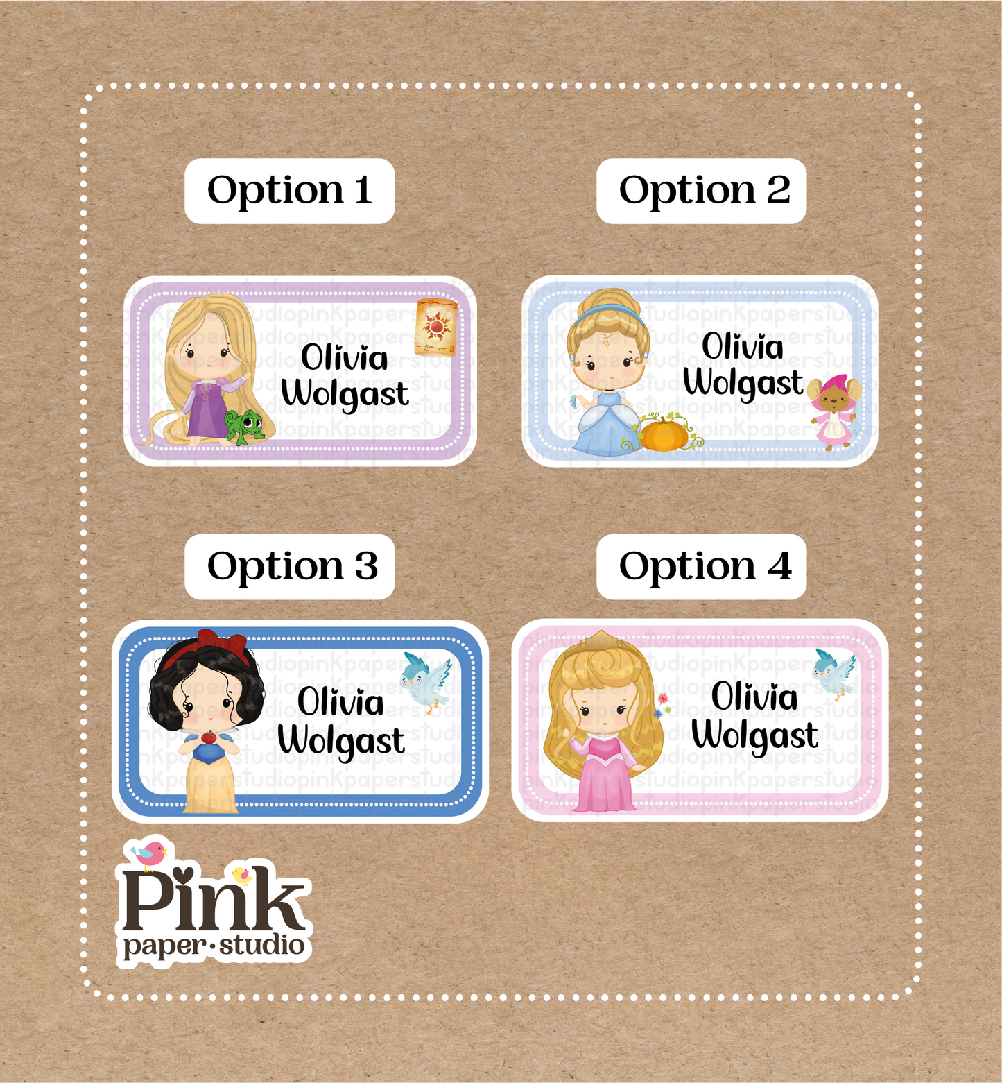 Princesas • Pegatinas de Princesas Disney • Juego de 12 pegatinas