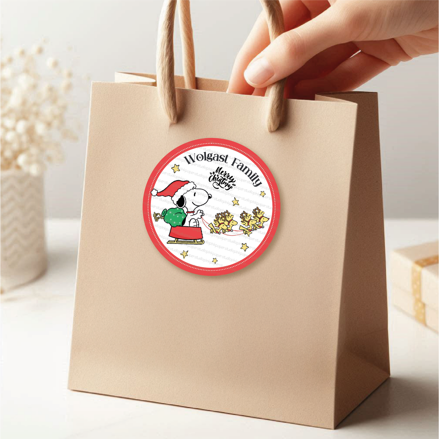 Etiquetas de Snoopy • Snoopy Navidad • Set de 12 etiquetas