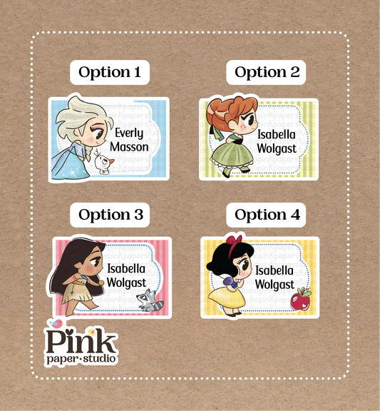 Princesas • Pegatinas de princesas de Disney • Set de 12 pegatinas