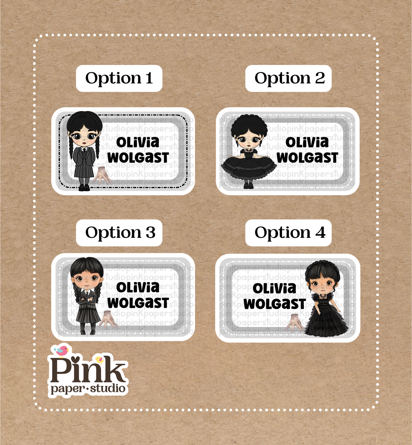 Miércoles • Pegatinas de Miércoles • Set de 12 pegatinas