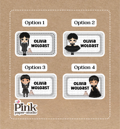 Miércoles • Pegatinas de Miércoles • Set de 12 pegatinas