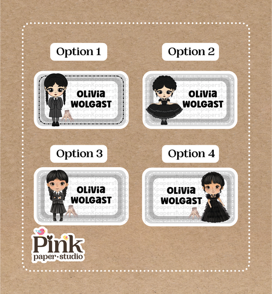 Miércoles • Pegatinas de Miércoles • Set de 12 pegatinas