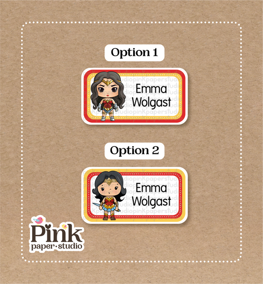 Mujer Maravilla • Pegatinas de superhéroes • Set de 12 pegatinas