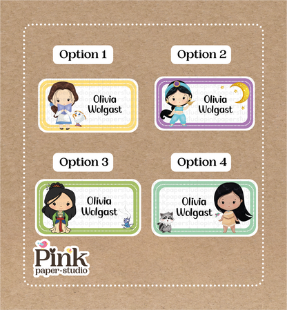 Princesas • Pegatinas de princesas de Disney • Set de 12 pegatinas