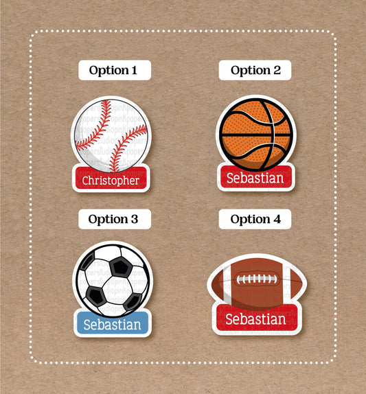 Pegatinas deportivas • Fútbol • Béisbol • Fútbol americano • Baloncesto Pegatinas • Etiquetas • Regreso a clases • Juego de 12