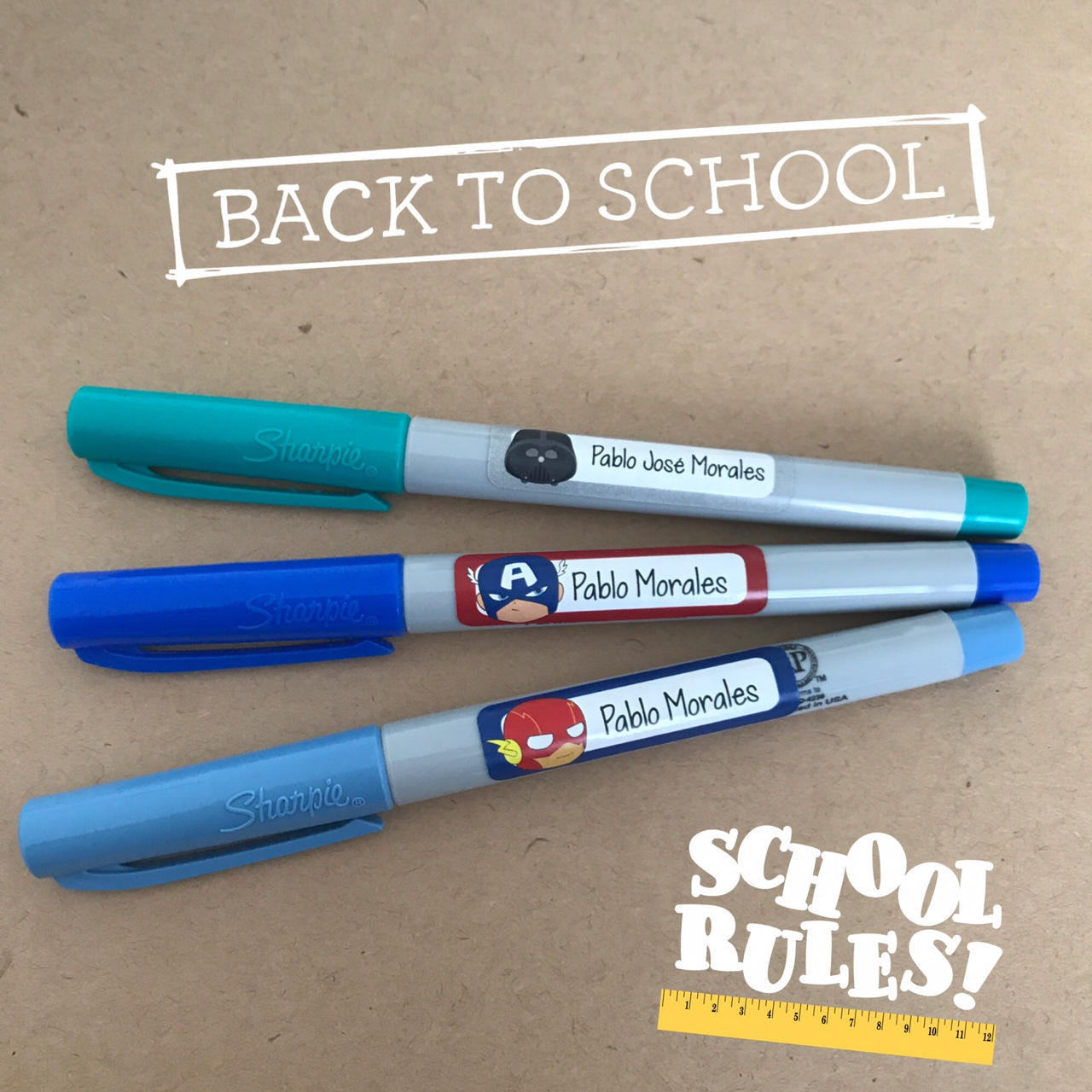 80 Super Hero School name labels • Labels for school • School labels • Stickers for kids • This belong to stickers • labels school supplies