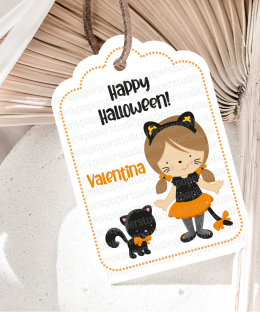 Etiquetas de Halloween con gatitos adorables
