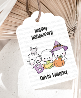 Etiquetas de Halloween con fantasmas adorables