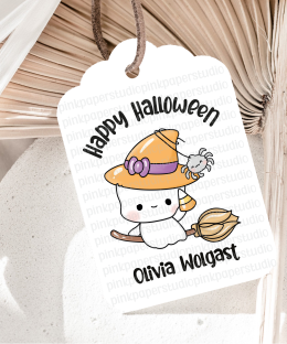 Etiquetas de Halloween con fantasmas