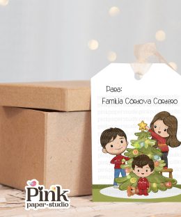 Etiquetas navideñas familiares personalizadas