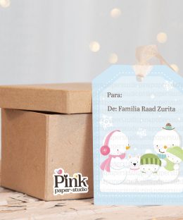 Etiquetas navideñas familia Muñeco de Nieve